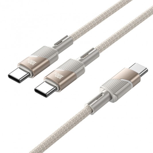 Дата кабель Hoco U139 Type-C to Type-C/Type-C 100W (1.2m) Gold - изображение 2