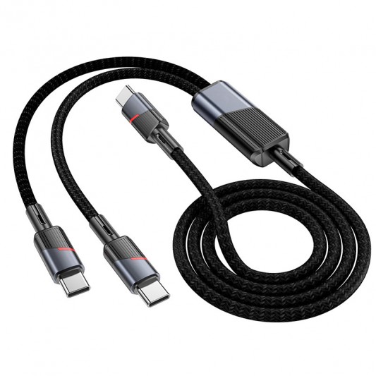Дата кабель Hoco U139 Type-C to Type-C/Type-C 100W (1.2m) Black - изображение 2