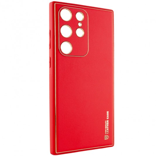 Кожаный чехол Xshield для Samsung Galaxy S23 Ultra Красный / Red - изображение 1