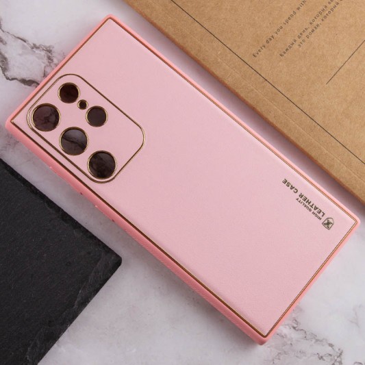 Кожаный чехол Xshield для Samsung Galaxy S23 Ultra Розовый / Pink - изображение 3