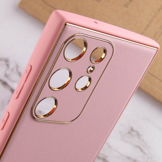 Кожаный чехол Xshield для Samsung Galaxy S23 Ultra Розовый / Pink - изображение 4