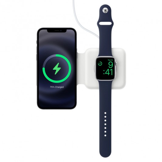 БЗП Wireless Charger with Magsafe 2in1 for Apple (AAA) (box) White - зображення 4 
