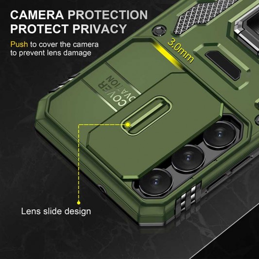 Ударостійкий чохол Camshield Army Ring для Samsung Galaxy S21 Оливковий / Army Green - зображення 1 