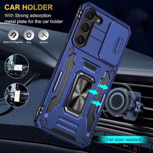 Ударостійкий чохол Camshield Army Ring для Samsung Galaxy S21 Синій / Navy - зображення 3 