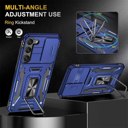 Ударостійкий чохол Camshield Army Ring для Samsung Galaxy S21 Синій / Navy - зображення 4 