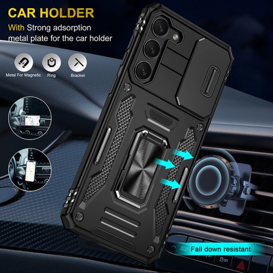 Ударостійкий чохол Camshield Army Ring для Samsung Galaxy S21 Чорний / Black - зображення 1 