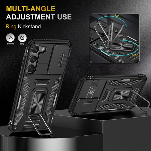 Ударостійкий чохол Camshield Army Ring для Samsung Galaxy S21 Чорний / Black - зображення 2 