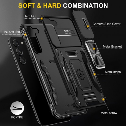 Ударостійкий чохол Camshield Army Ring для Samsung Galaxy S21 Чорний / Black - зображення 3 