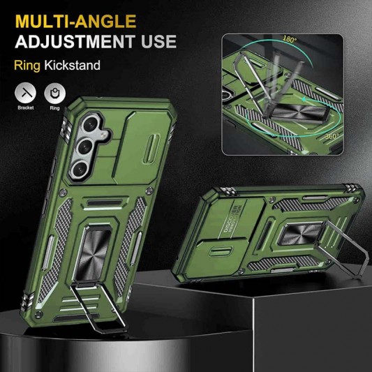 Ударостійкий чохол Camshield Army Ring для Samsung Galaxy S22 Оливковий / Army Green - зображення 2 