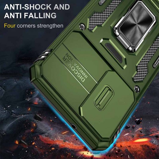 Ударостійкий чохол Camshield Army Ring для Samsung Galaxy S22 Оливковий / Army Green - зображення 3 