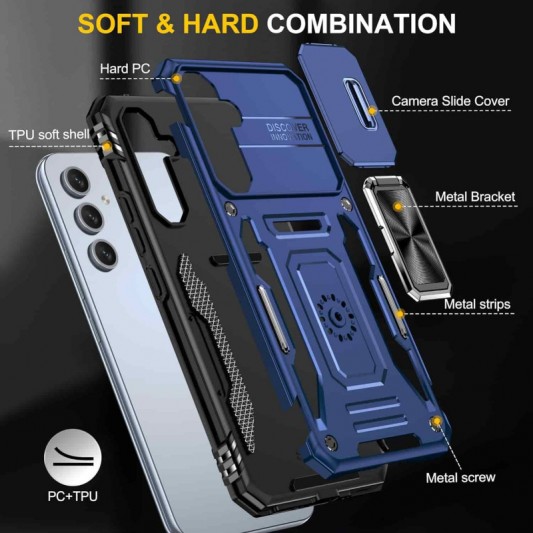 Ударопрочный чехол Camshield Army Ring для Samsung Galaxy S22 Синий / Navy - изображение 3