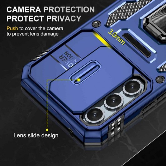 Ударопрочный чехол Camshield Army Ring для Samsung Galaxy S22 Синий / Navy - изображение 5