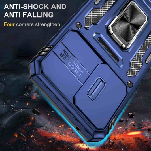Ударопрочный чехол Camshield Army Ring для Samsung Galaxy S22 Синий / Navy - изображение 6