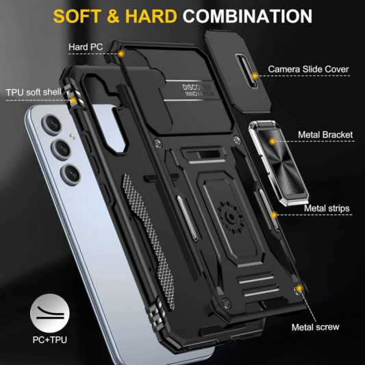 Ударостійкий чохол Camshield Army Ring для Samsung Galaxy S22 Чорний / Black - зображення 2 