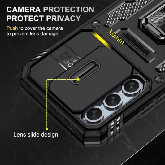 Ударостійкий чохол Camshield Army Ring для Samsung Galaxy S22 Чорний / Black - зображення 3 
