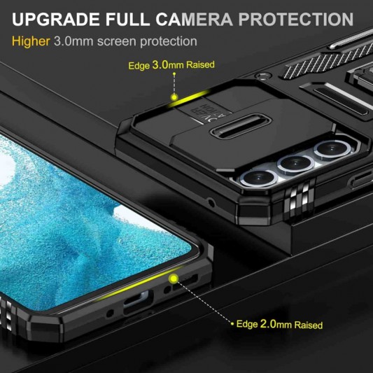 Ударостійкий чохол Camshield Army Ring для Samsung Galaxy S22 Чорний / Black - зображення 5 