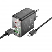 СЗУ Hoco CS44A Smart PD65W (1USB-A/2С) + кабель Type-C to Type-C Black