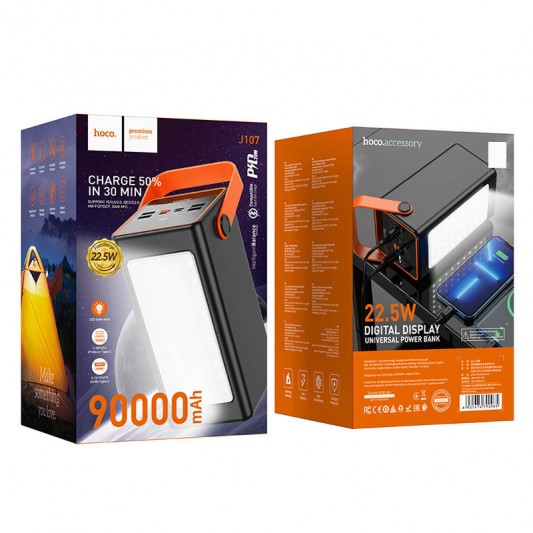 Портативний ЗП Power Bank Hoco J107 Super 22.5W 90000 mAh Black - зображення 5 