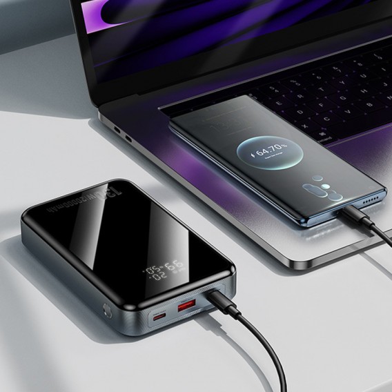 Портативний ЗП Power Bank Hoco Q30A Fast charge 130W 20000 mAh Metal gray