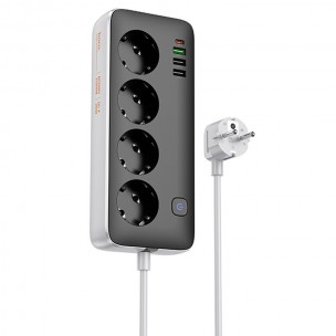 Удлинитель Hoco AC22 Sunlight (PD30W/1C/3A/4xSocket) (1.5m) Black Удлинитель Hoco AC22 Sunlight (PD30W/1C/3A/4xSocket) (1.5m) Black