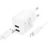 Блок живлення Hoco CS51A Surplus (2USB-A) + кабель USB to Lightning White