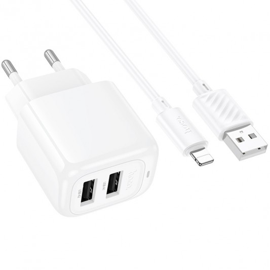 СЗУ Hoco CS51A Surplus (2USB-A) + кабель USB to Lightning White - изображение 2
