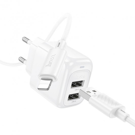 СЗУ Hoco CS51A Surplus (2USB-A) + кабель USB to Lightning White - изображение 3