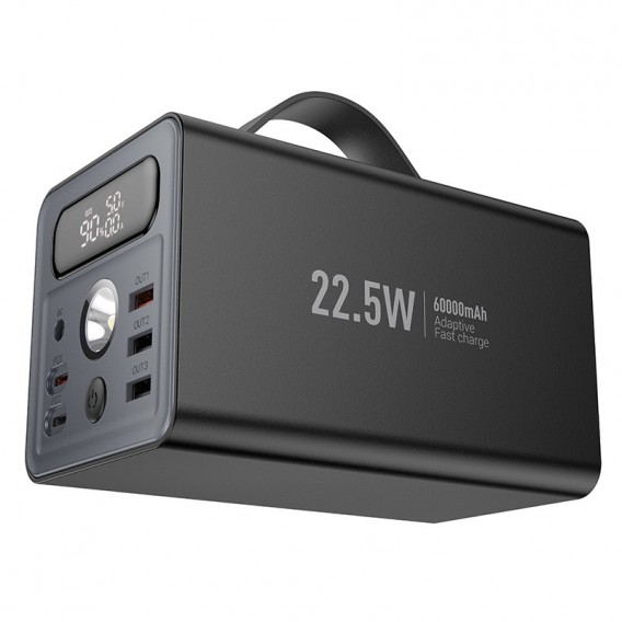 Портативний ЗП Power Bank Hoco J138 22.5W+PD20W+DC12V 60000 mAh Black - зображення 1 