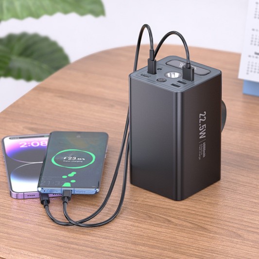 Портативний ЗП Power Bank Hoco J138 22.5W+PD20W+DC12V 60000 mAh Black - зображення 6 