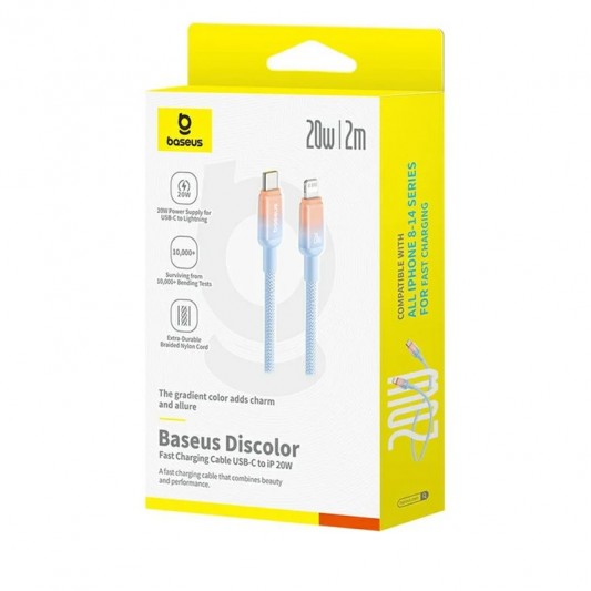 Дата кабель Baseus Discolor Series Fast Charging Type-C to Lightning 20W (2m) (P10374901) Galaxy Blue - зображення 4 