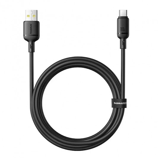 Дата кабель Baseus Silky Series OS Fast Charging USB to Type-C 100W (2m) (P10377703) Cluster Black - зображення 1 