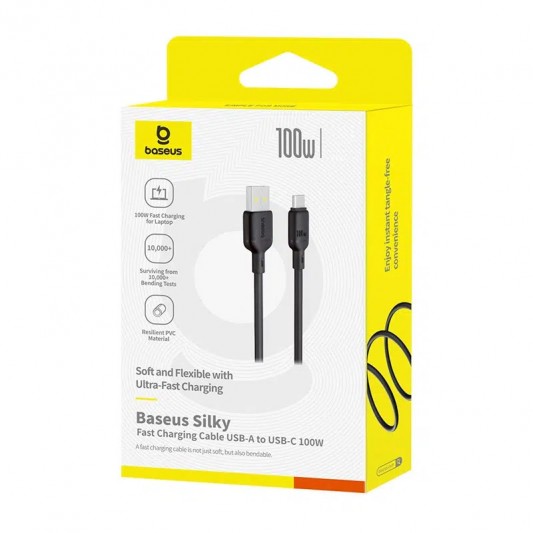 Дата кабель Baseus Silky Series OS Fast Charging USB to Type-C 100W (2m) (P10377703) Cluster Black - зображення 4 