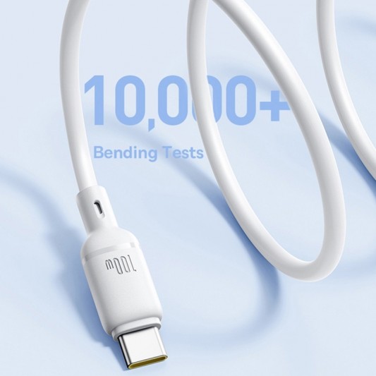 Дата кабель Baseus Silky Series OS Fast Charging USB to Type-C 100W (2m) (P10377703) Moon White - зображення 1 