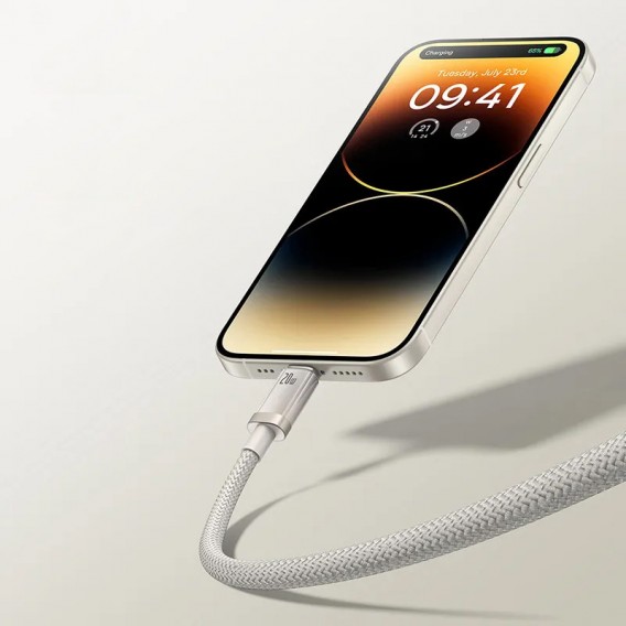 Дата кабель Baseus Titanium Alloy Fast Charging Type-C to Lightning 20W (1m) (P10378101) Galaxy Titanium Gold