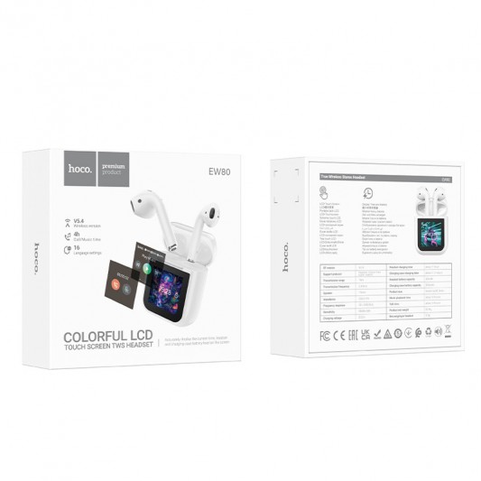 Беспроводные TWS наушники Hoco EW80 Magnificent with Touch Screen White - изображение 4