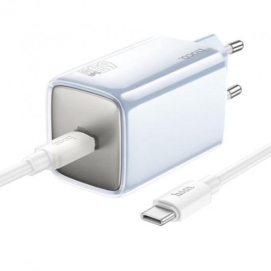 СЗУ Hoco N48 Glorious PD65W (1USB-C) + кабель Type-C to Type-C Blue - изображение 1