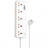 Удлинитель Hoco AC14A Rico PD30W (3USB-A/1C/5xSocket) (1.5m) White