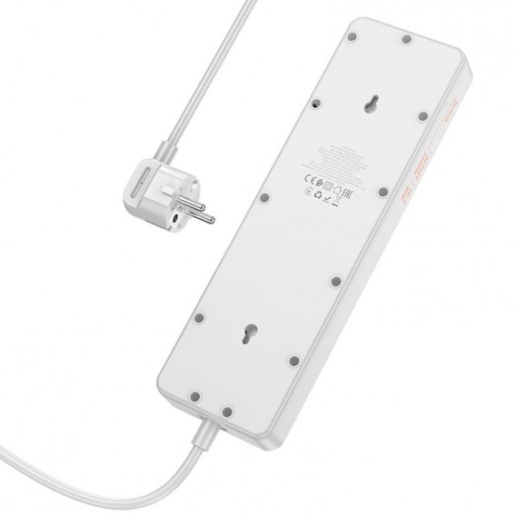 Подовжувач Hoco AC14A Rico PD30W (3USB-A/1C/5xSocket) (1.5m) White