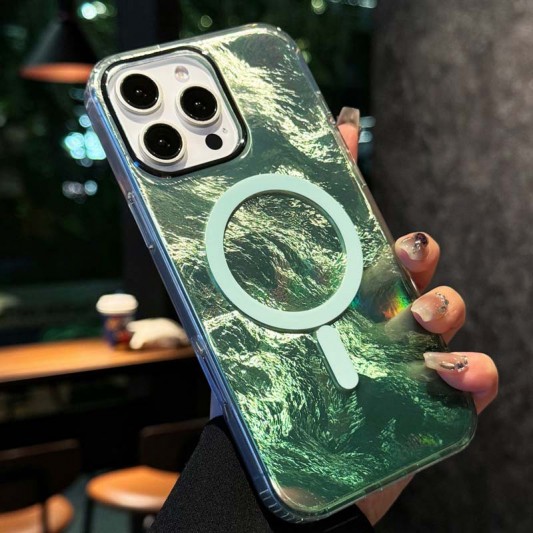 Чехол TPU Shiny Mountain (MagFit) для Apple iPhone 16 Pro Max (6.9") Green - изображение 2