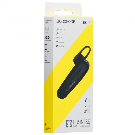Bluetooth моно-гарнітура Borofone BC21 Чорний - зображення 5 
