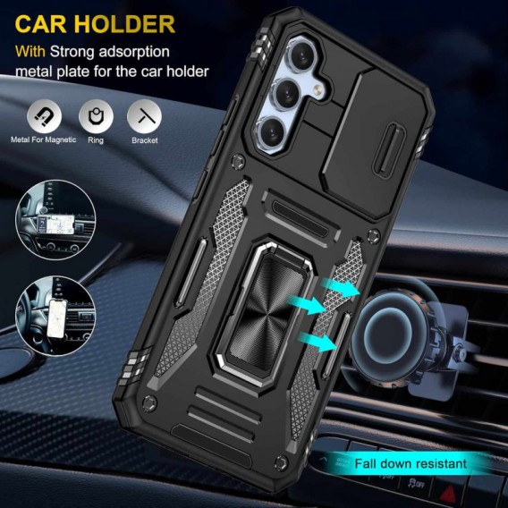 Ударостійкий чохол Camshield Army Ring для Samsung Galaxy S22+ Чорний / Black