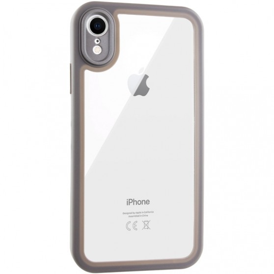 TPU чехол Transparent + Colour 1,5mm для Apple iPhone XR (6.1") Grey