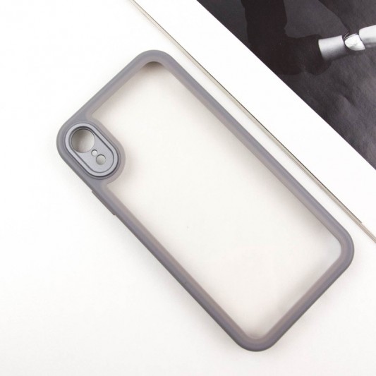 TPU чехол Transparent + Colour 1,5mm для Apple iPhone XR (6.1") Grey - изображение 2