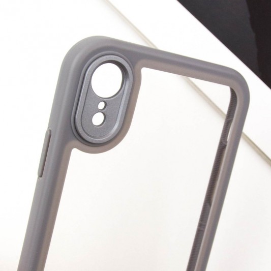 TPU чехол Transparent + Colour 1,5mm для Apple iPhone XR (6.1") Grey - изображение 3