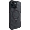 TPU+PC чохол Metal Buttons with MagSafe Carbon Ring для Apple iPhone 15 (6.1") Чорний