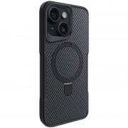 TPU+PC чохол Metal Buttons with MagSafe Carbon Ring для Apple iPhone 15 (6.1") Чорний