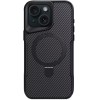 TPU+PC чохол Metal Buttons with MagSafe Carbon Ring для Apple iPhone 15 (6.1") Чорний
