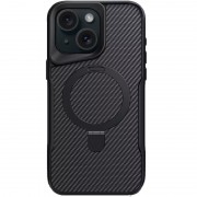 TPU+PC чохол Metal Buttons with MagSafe Carbon Ring для Apple iPhone 15 (6.1") Чорний
