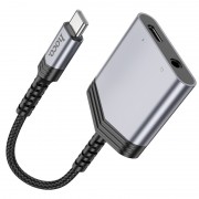 Переходник Hoco LS39 Type-C to Type-C + 3.5mm Metal gray