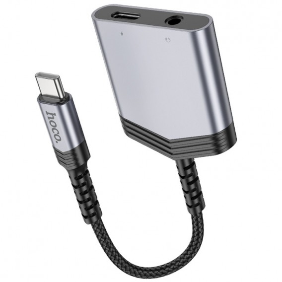 Перехідник Hoco LS39 Type-C to Type-C + 3.5mm Metal gray